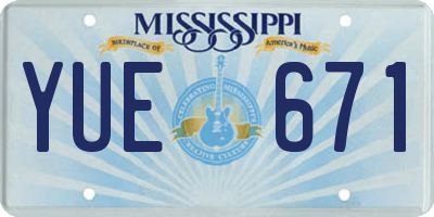 MS license plate YUE671