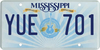 MS license plate YUE701