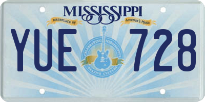 MS license plate YUE728