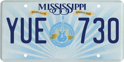 MS license plate YUE730