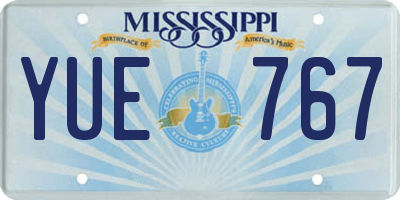 MS license plate YUE767