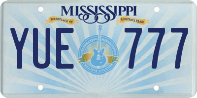 MS license plate YUE777
