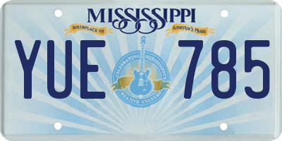 MS license plate YUE785