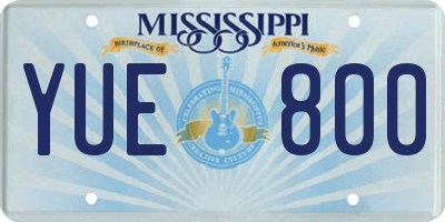 MS license plate YUE800