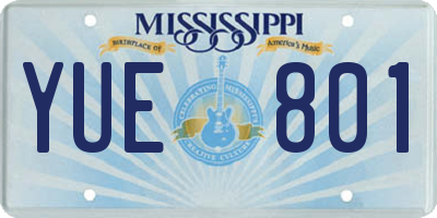 MS license plate YUE801