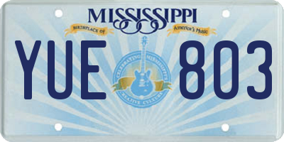 MS license plate YUE803