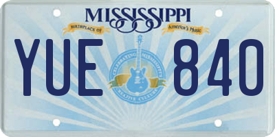 MS license plate YUE840