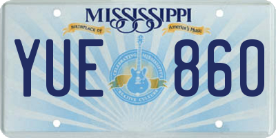 MS license plate YUE860