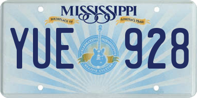 MS license plate YUE928