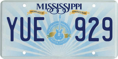 MS license plate YUE929