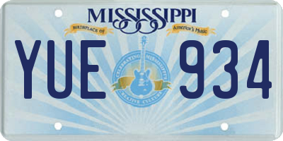 MS license plate YUE934