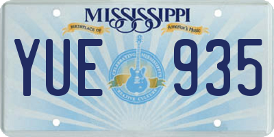 MS license plate YUE935