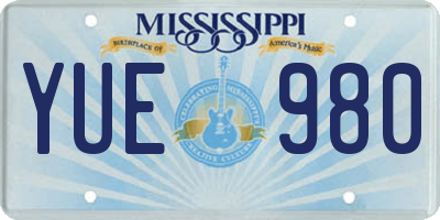 MS license plate YUE980