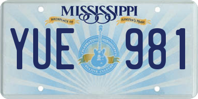 MS license plate YUE981
