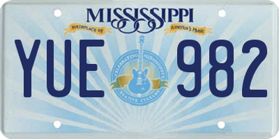 MS license plate YUE982