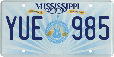 MS license plate YUE985
