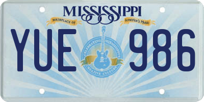 MS license plate YUE986