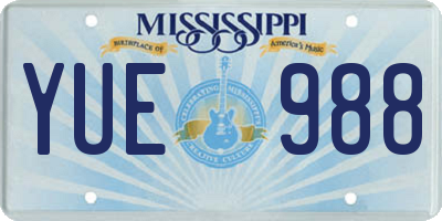 MS license plate YUE988