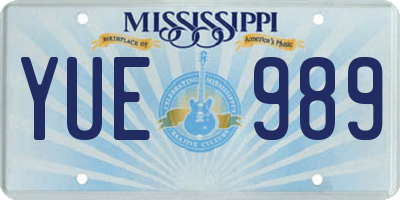 MS license plate YUE989