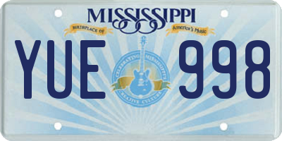 MS license plate YUE998