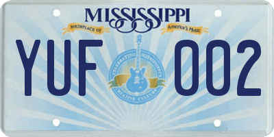 MS license plate YUF002