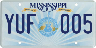 MS license plate YUF005