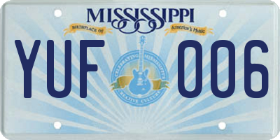 MS license plate YUF006