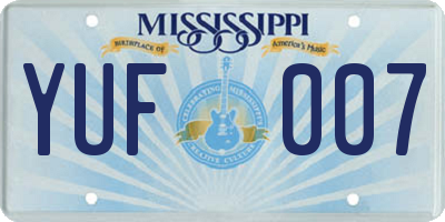 MS license plate YUF007