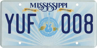 MS license plate YUF008
