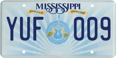 MS license plate YUF009