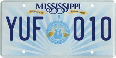 MS license plate YUF010