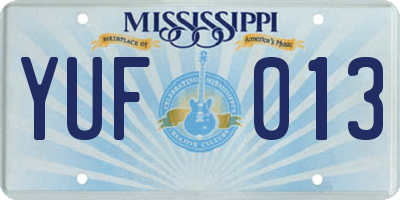 MS license plate YUF013