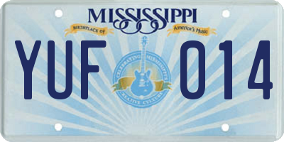 MS license plate YUF014