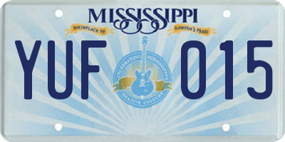 MS license plate YUF015