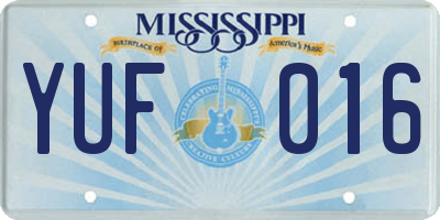 MS license plate YUF016