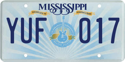 MS license plate YUF017