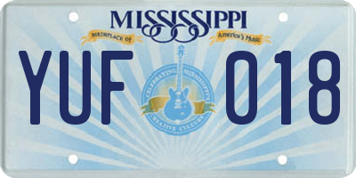 MS license plate YUF018