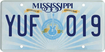 MS license plate YUF019