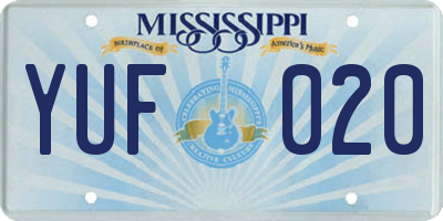 MS license plate YUF020