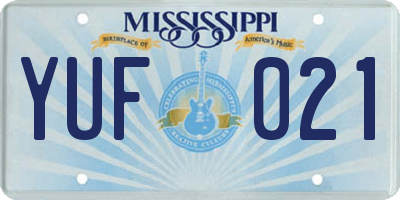 MS license plate YUF021