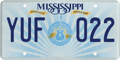 MS license plate YUF022