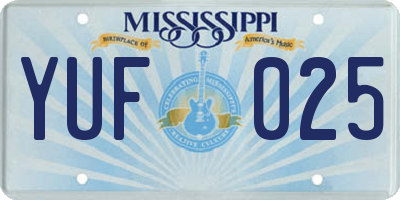 MS license plate YUF025