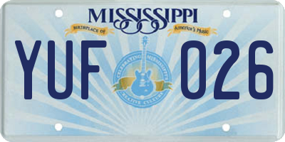 MS license plate YUF026