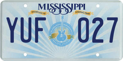 MS license plate YUF027