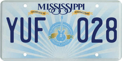MS license plate YUF028