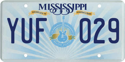 MS license plate YUF029