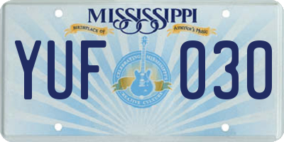 MS license plate YUF030