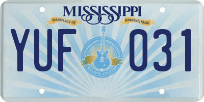 MS license plate YUF031
