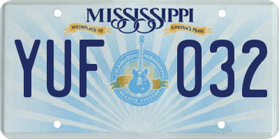 MS license plate YUF032
