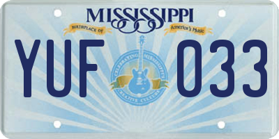 MS license plate YUF033